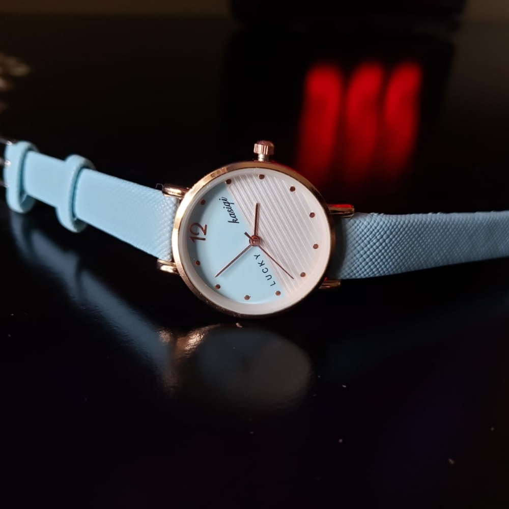 Light blue wrist watch women's watch